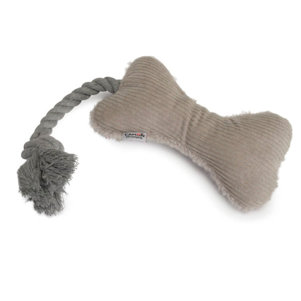 Іграшка для собак CAMON кісточка плюшева з пищалкою та мотузкою, 33 см