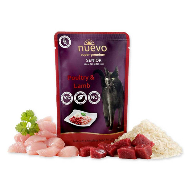 Пауч NUEVO SENIOR  для дорос.котів,птиця та ягня з рисом , 85 г