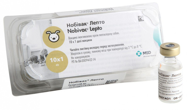 Нобивак Лепто Nobivak Lepto инактивированная вакцина против лептоспироза собак, 1 доза