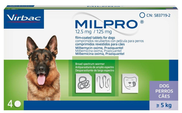 Мілпро Virbac Мilpro таблетки від глистів для собак вагою від 5 до 25 кг, 4 таблетки (1627) Мілпро Virbac Мilpro таблетки від глистів для собак вагою від 5 до 25 кг, 4 таблетки (1627)