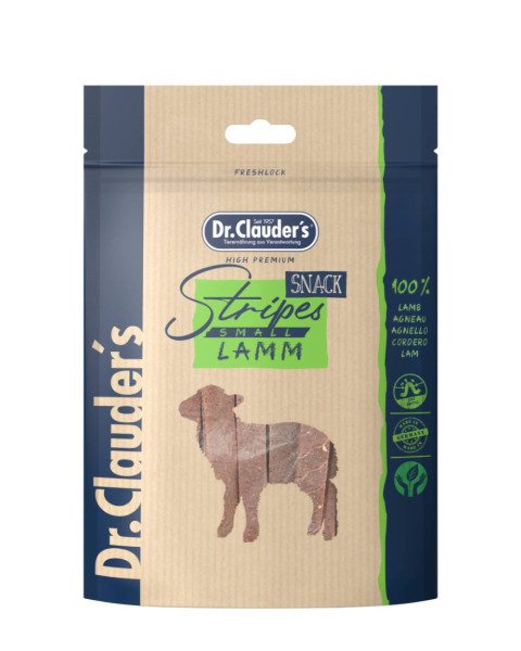 Заохочувальні тренувальні ласощі Dr.Clauder's Stripes Snack Lamb Small стрипси з ягняти для собак, 80 гр Заохочувальні тренувальні ласощі Dr.Clauder's Stripes Snack Lamb Small стрипси з ягняти для собак, 80 гр
