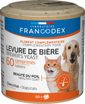 Вітаміни Пивні Дріжджі Francodex Brewer Yeast Dog Cat для шкіри та шерсті котів і собак, 60 таблеток