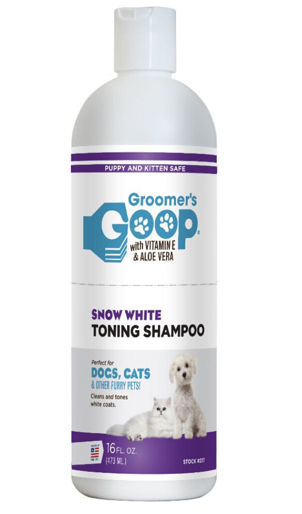Шампунь Groomer's Goop Snow White Toning відбілювальний з вітаміном Е та Алое Вера для собак і котів, 473 мл