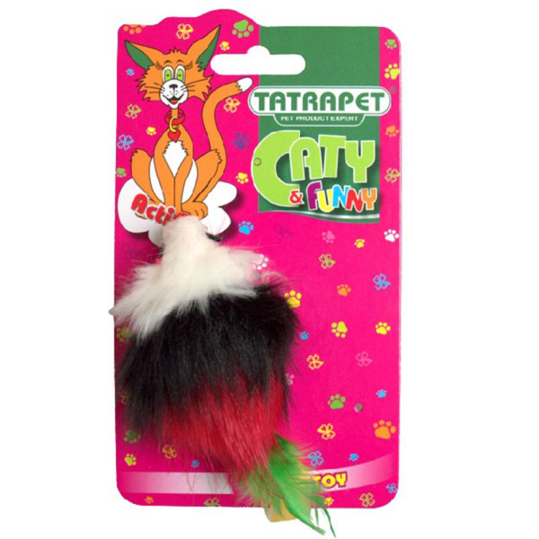Іграшка для котів TETRAPET Caty funny, кольорова плюшева мишка, 6 см