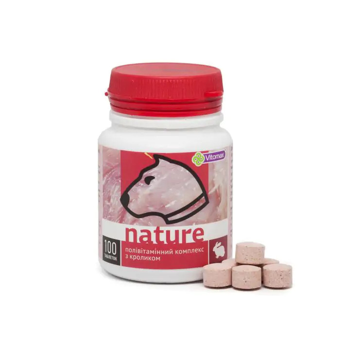 Вітомакс Vitomax Nature полівітамінний комплекс таблеток зі смаком кролика для собак, 100 таблеток