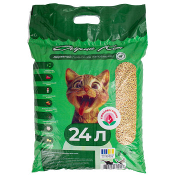 Добрий Кіт деревний гігієнічний наповнювач для котячих туалетів, 24 л (6 кг)