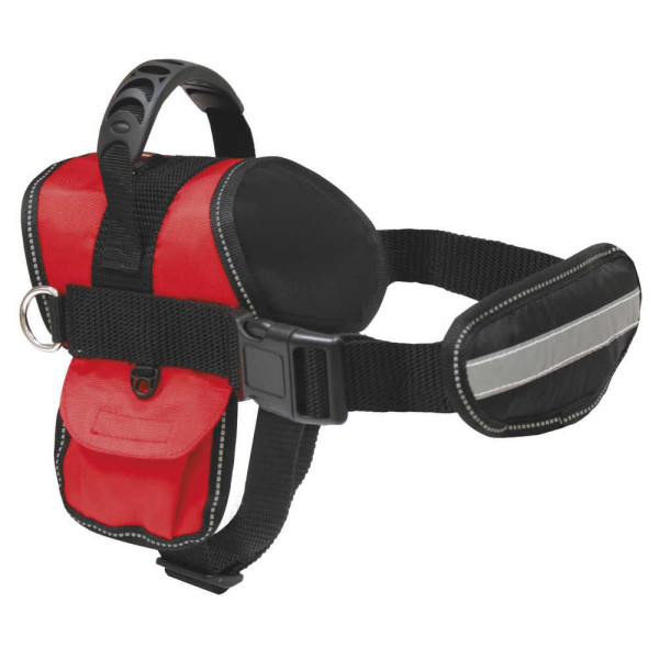Шлея CROCI HIKING, з кишенею, червона, поводок в комплекті, 50-64 см