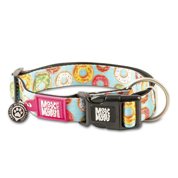 Нашийник Max &amp; Molly Smart ID Collar Donuts XS з QR-кодом для дрібних собак, обхват шиї 22 - 35 см, малюнок Пончики (178081)