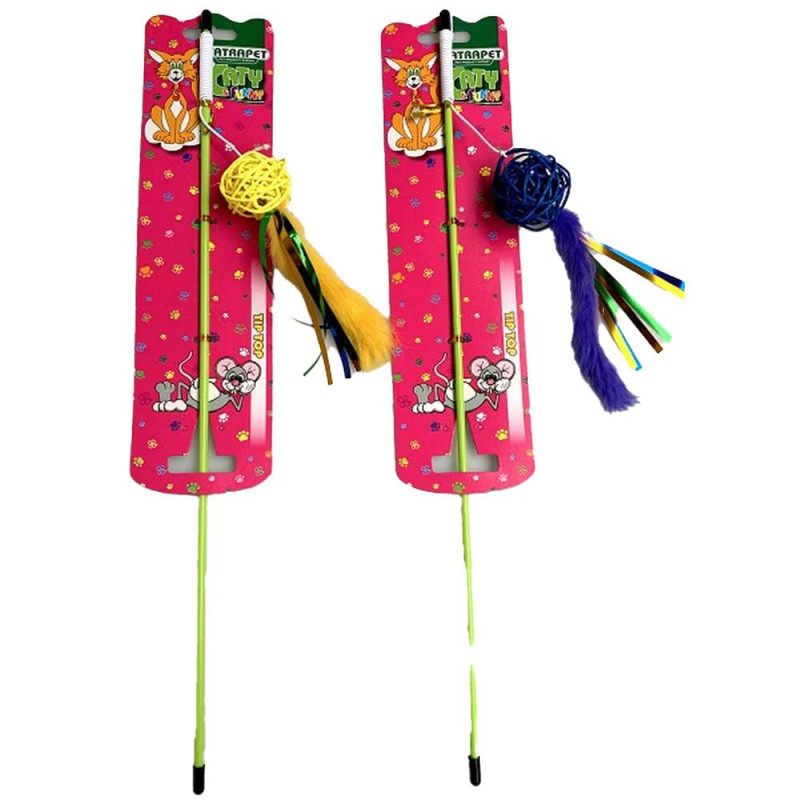 Іграшка для котів TETRAPET Caty funny дразнилка кулька з мішурою та пір'ям, 45см