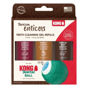 Набір гелів з різними смаками Тропіклін TropiClean Enticers до кульки Kong, для догляду за ротовою порожниною собак, 3 тюбики по 14,8 мл (005976)