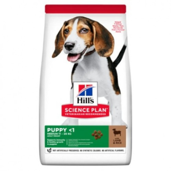 Хілс Hill's SP Puppy Medium Breed Lamb сухий корм з ягнятком для цуценят вагою 11-25 кг до 1 року, 2,5 кг (604270)