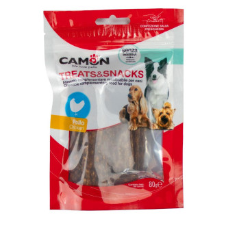 Ласощі для собак CAMON м'ясні в'ялене куряче філе смужками, 80 гр, 11 см