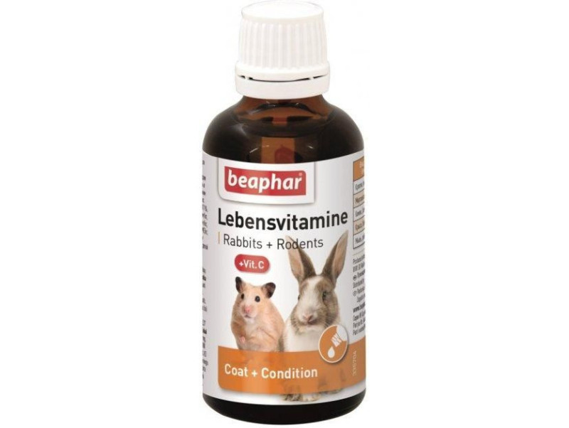 Lebensvitamine Beaphar вітамінно-мінеральний комплекс з вітамінами C, В, Е і К для кроликів і гризунів, 50 мл (13173)