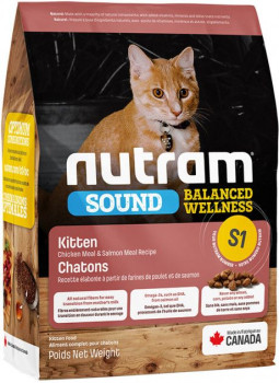 Нутрам Nutram S1 Sound Balanced Wellness Kitten сухий корм холістик із куркою та лососем для кошенят, 20 кг (S1_20kg)
