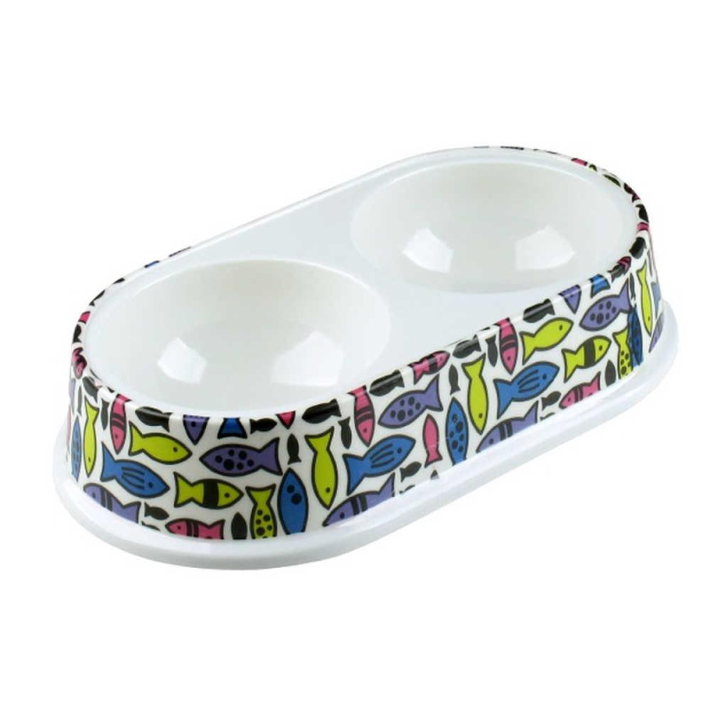 Миска TETRAPET для котів, меламінова подвійна 0,25л/26,5*15*5,5 см