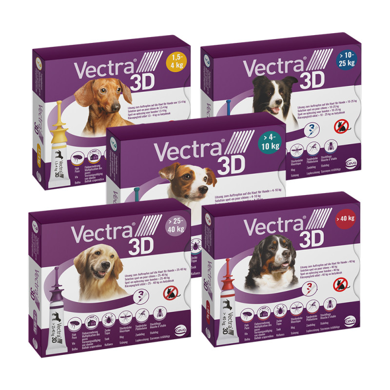 Вектра 3D для собак 1.5 - 4 кг Vectra 3D краплі від бліх, кліщів, комарів, 3 піпетки