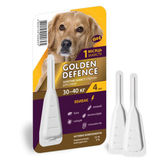 Золотий захист для собак 30 - 40 кг golden defence краплі від бліх і кліщів, 1 піпетка