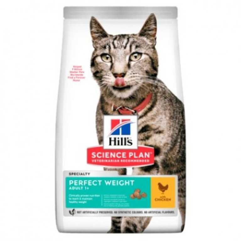 Хілс Hill's SP Feline Adult Perfect Weight Chicken сухий корм для підтримки ідеальної ваги у кішок, 1,5 кг (604085)