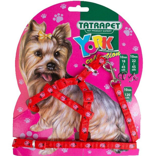 Набір шлея +повідець,нейлон York ,1х22-45/120см (червоний)