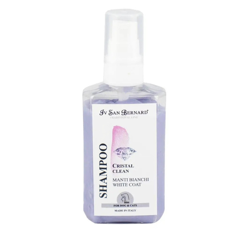 Шампунь Iv San Bernard Cristal Clean для усунення жовтих та бурих плям на шерсті собак та кішок, 100 мл (компакт)