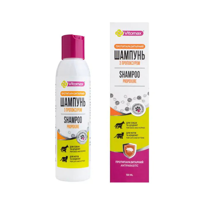 Шампунь Вітомакс Vitomax протипаразитарний з пропоксом від бліх і кліщів, для котів і собак, 150 мл