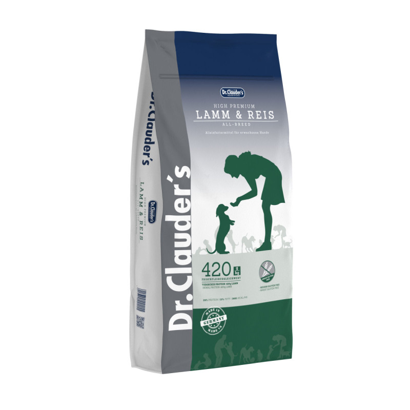 Dr.Clauder’s High Premium Lamb &amp; Rice повнораціонний сухий корм для собак з чутливим травленням, 15 кг