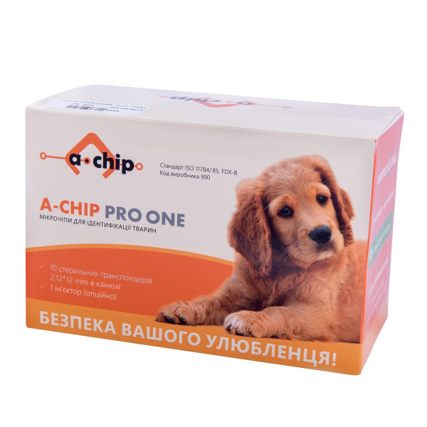 Мікрочіп A-chip Premium Pro One 2,12 х 12 мм з ін'єктором для ідентифікації тварин Мікрочіп A-chip Premium Pro One 2,12 х 12 мм з ін'єктором для ідентифікації тварин