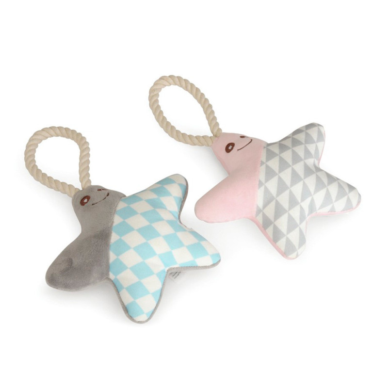 Іграшка для собак CAMON зірка плюшева з пищалкою та бавовняною ручкою,( в двох кольорах) 27x18 см