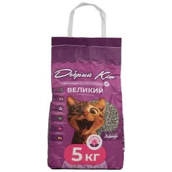 Добрий Кіт КРАФТ бентонітовий комкуючий наповнювач з ароматом лаванди для котячих туалетів, сірі гранули,  5 кг, великий