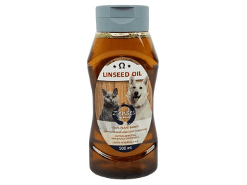 Льняна олія Zenses by Nerus Linseed Oil вітамінна, для травної системи, шкіри котів та собак, 500 мл