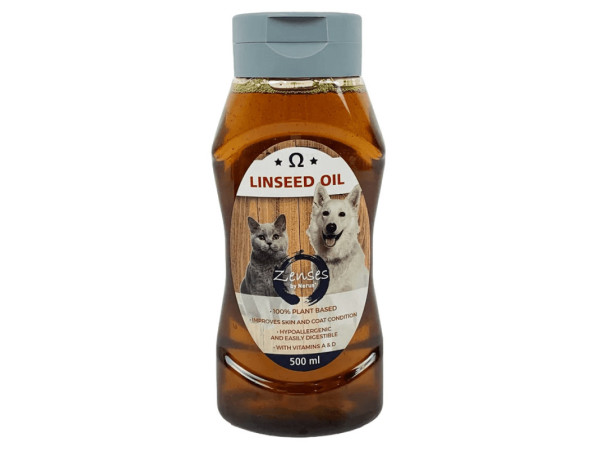 Льняна олія Zenses by Nerus Linseed Oil вітамінна, для травної системи, шкіри котів та собак, 500 мл Льняна олія Zenses by Nerus Linseed Oil вітамінна, для травної системи, шкіри котів та собак, 500 мл