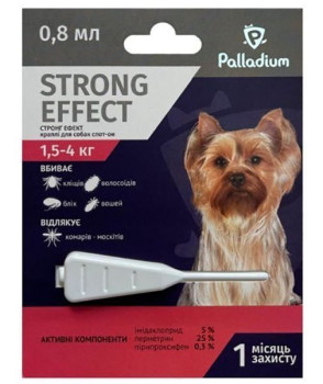 Стронг Ефект Palladium Strong Effect краплі від бліх та кліщів для собак вагою 1,5 - 4 кг, 1 піпетка
