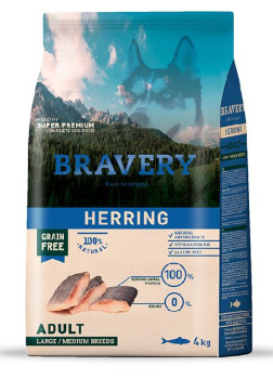 Бравері Bravery Herring Adult Dog Large &amp; Medium сухий корм з оселедцем для собак середніх і великих порід, 4 кг (0616)