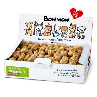 Ласощі  для собак "Bow wow" натуральні в'ялені кульки з легенями та інуліном, 900 гр/ box