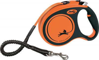 Повідець рулетка Flexi Xtreme L для собак вагою до 65 кг, стрічка 5 м, колір чорний / помаранчевий