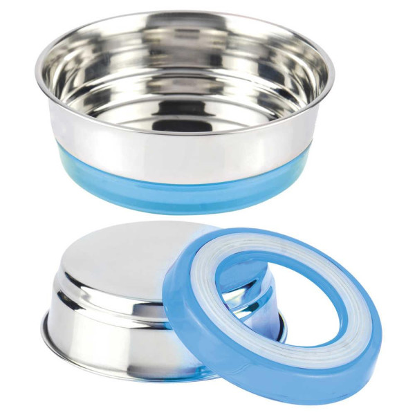 Миска CROCI FLUO на гумці, блакитний неон, нерж., 0,47л, 14см