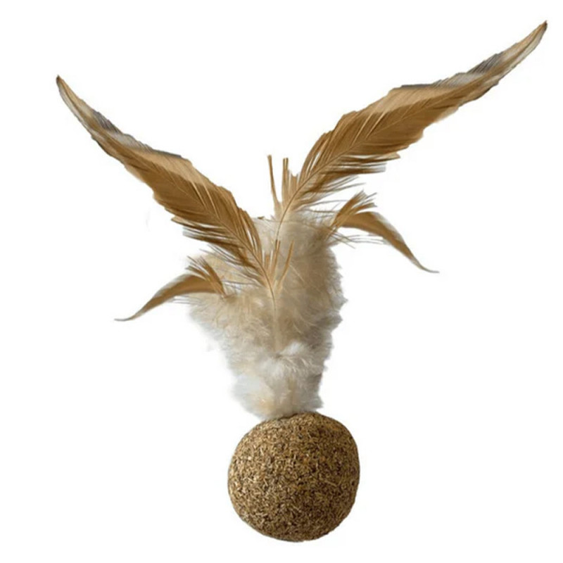 Іграшка для котів CROCI М'ячик з котячої м’яти сріблястої лози та з пір'ям - EUPHORIA BALL, 3 см