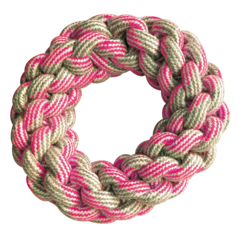 Іграшка для соб. CROCI PASTEL Бублик плетений, канат бавовняний, рожевий, 18см