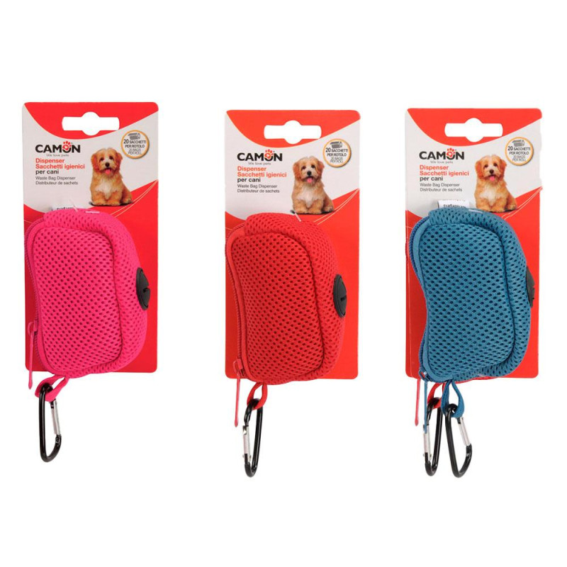Іграшка для собак CAMON брелок-диспенсер для пакетів для собачих фекалій, сітчастий, різнокольоровий, 8 см