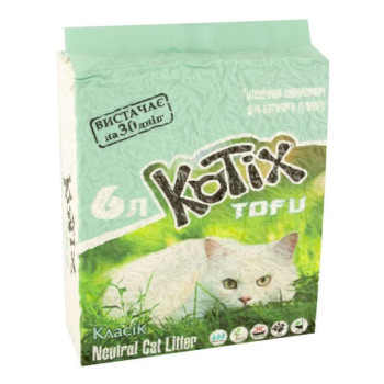 Котикс Тофу Класик Kotix Tofu Classic соєвий гранульований наповнювач для котячого туалету, об'єм 6 л