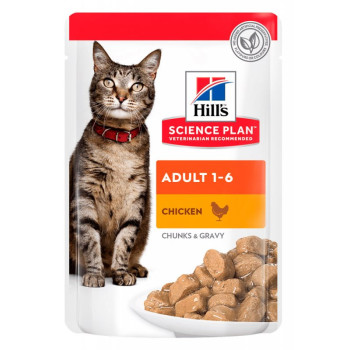 Хілс Hill's SP Feline Adult Chicken Pouches вологий корм з куркою для кішок від 1 до 6 років, 85 гр, пауч (604003)