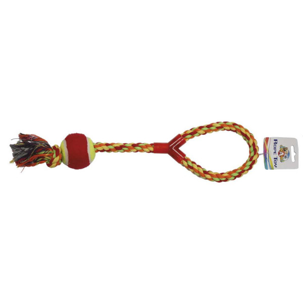 Іграшка для собак CROCI канат грейфер з ручкою і м'ячиком, 43 см
