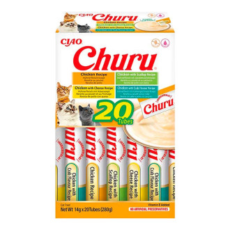 Ласощі INABA "Churu" для котів, вершковий мус в стіках, "Різновиди  курки" * 14 гр (20 шт.уп.)  продаж упаковкою