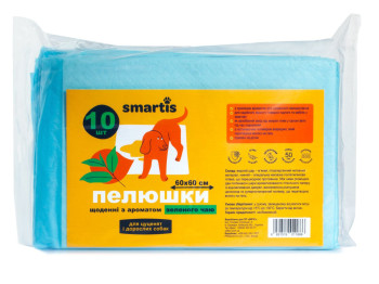 Гігієнічні пелюшки Smartis 60*60 см з ароматом зеленого чаю, щоденні для цуценят і собак, 10 пелюшок (10169)