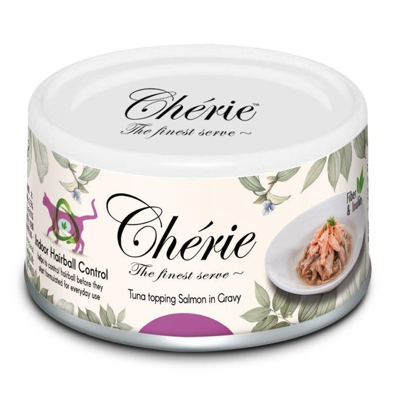 Cherie Hairball Control Tuna &amp; Salmon тунець і лосось у соусі, вологий корм для контролю грудок шерсті в шлунку котів, 80 гр (CHT17004)