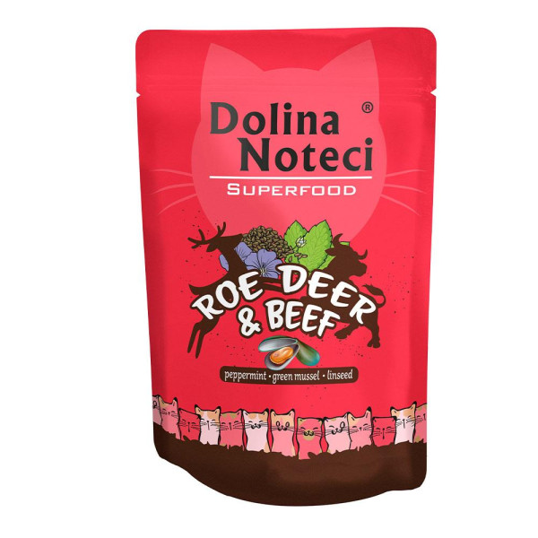 Пауч Dolina Noteci Superfood для котів з косулею і яловичиною,85 гр