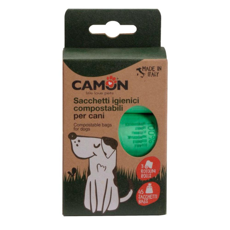 Пакети для собачих фекалій CAMON, біорозкладні, 3 штx15 пак