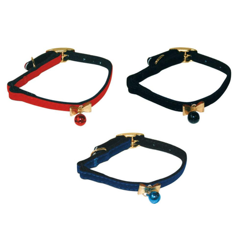 Нашийник для кота CROCI PAPILLON, зі дзвіночком, нейлон, регульований, 3 кольори, 17,5~24x1 см