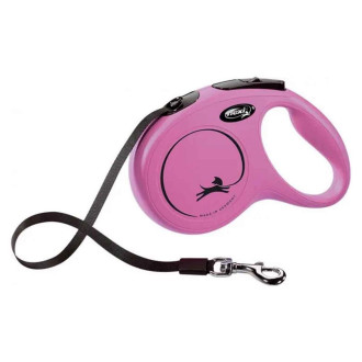 Рулетка FLEXI New Classic M, 5м, до 25кг, стрічка, рожева