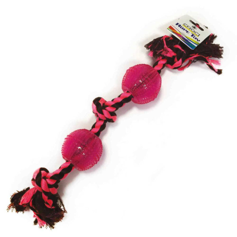 Іграшка для собак CROCI канат грейфер Джумбо 2 силіконових м'яча, 40/7 см